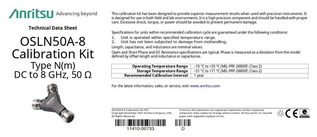 ANRITSU OSLN50A-8 Kit de calibration Type N(m) DC à 8GHz 50Ω