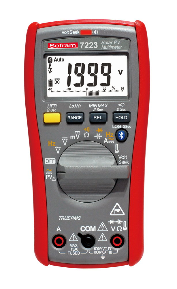 SEFRAM 7223 Multimètre numérique 6000 points, TRMS AC, Bluetooth, Fonction Photovoltaïque